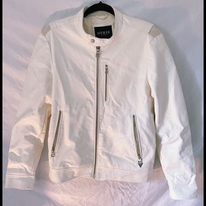 WHITE GUESS BOMBER JACKET